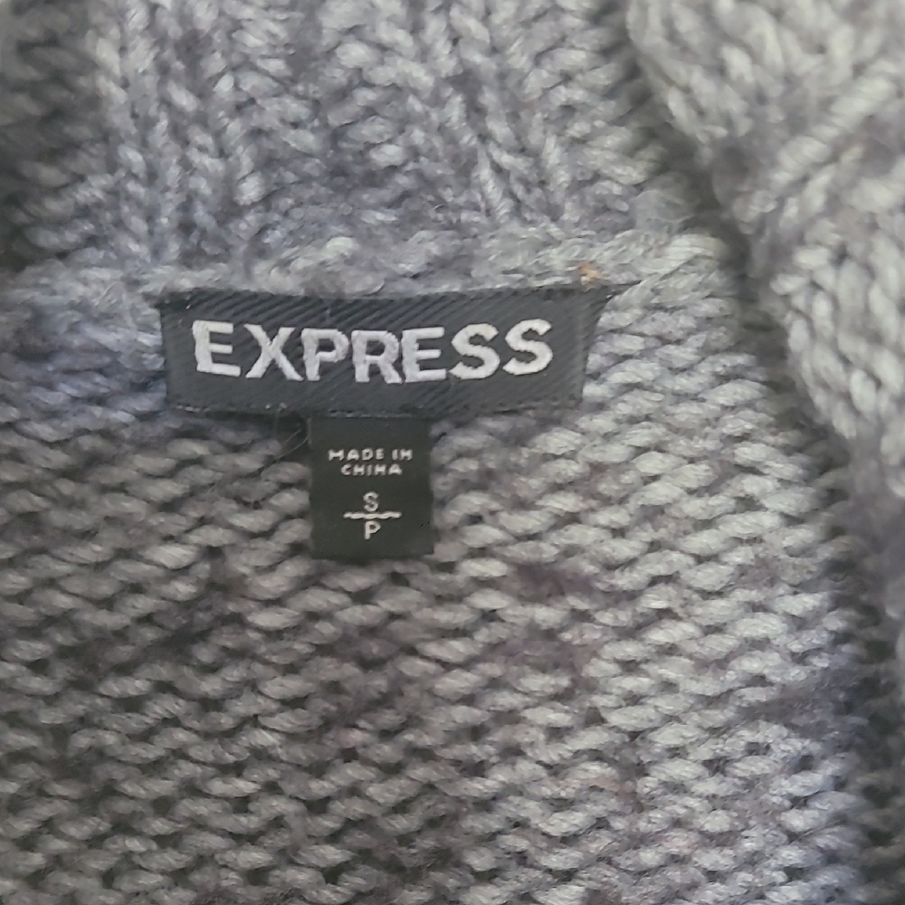Express Gray Open-Front Draped Cable Knit Cardigan 1❤️ - Picture 2 of 3